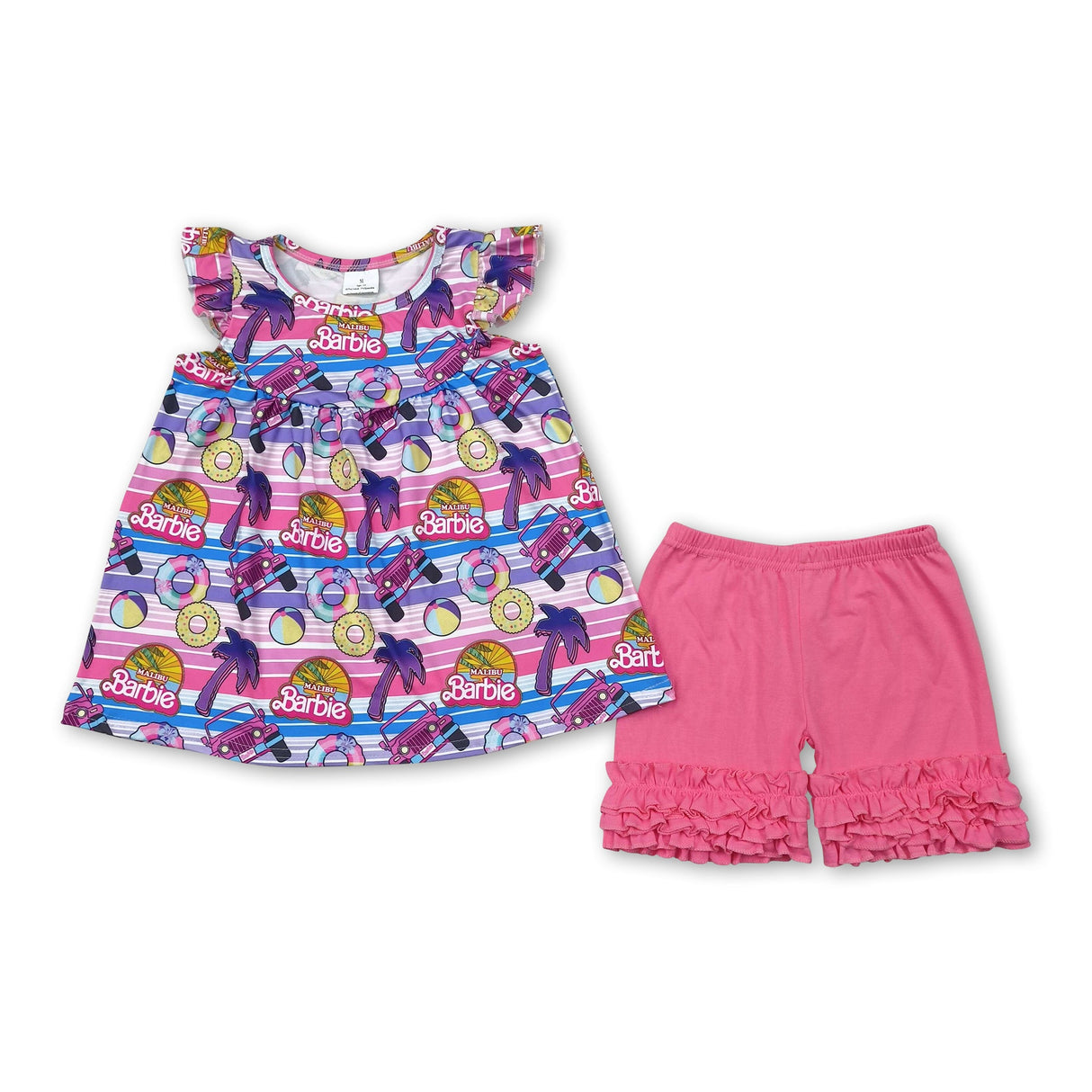 Flutter sleeves beach ball tunic aqua shorts party girls clothes