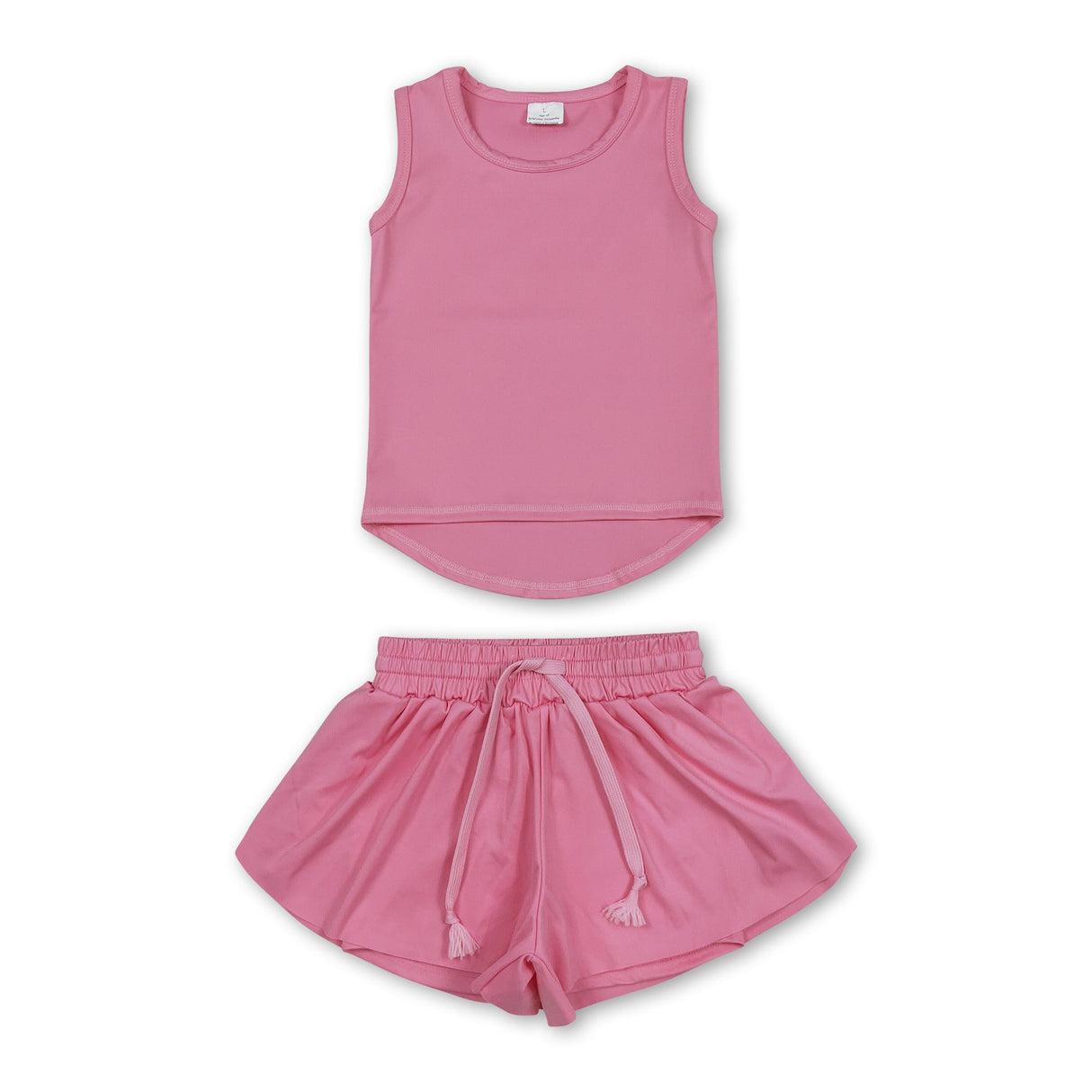 Pink sleeveless top shorts kids girls activewear set