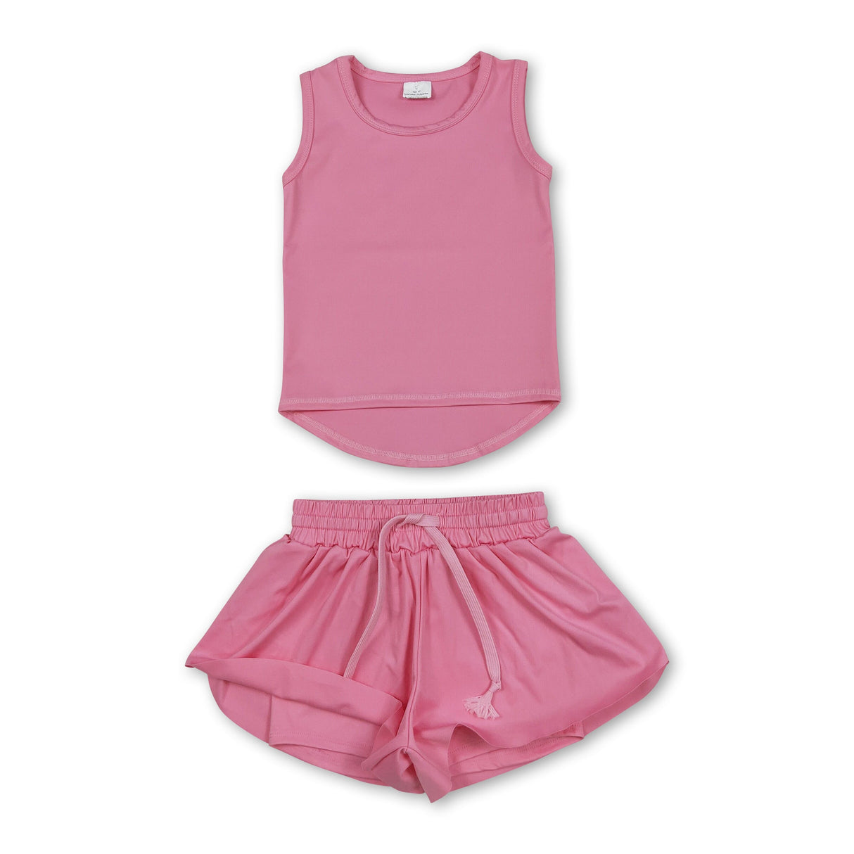 Pink sleeveless top shorts kids girls activewear set