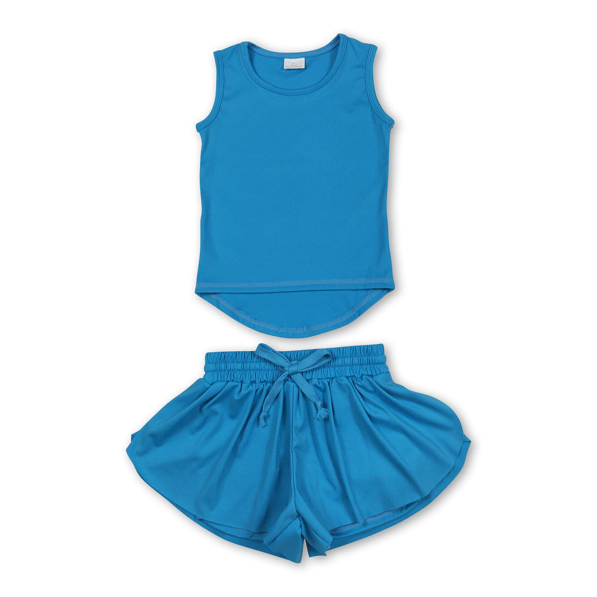 Blue sleeveless top shorts kids girls activewear set