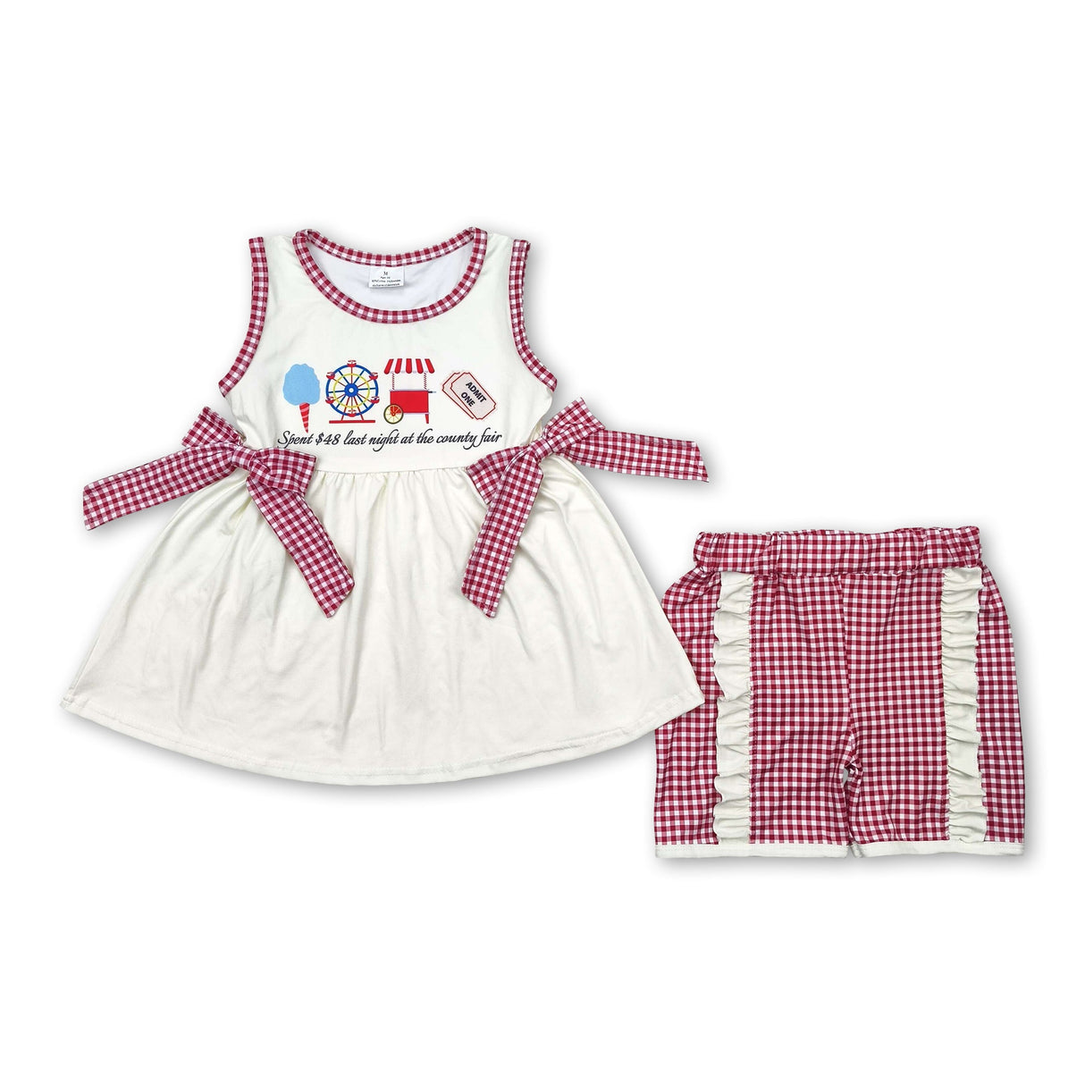 Sleeveless ferris wheel tunic plaid ruffle shorts girls clothes