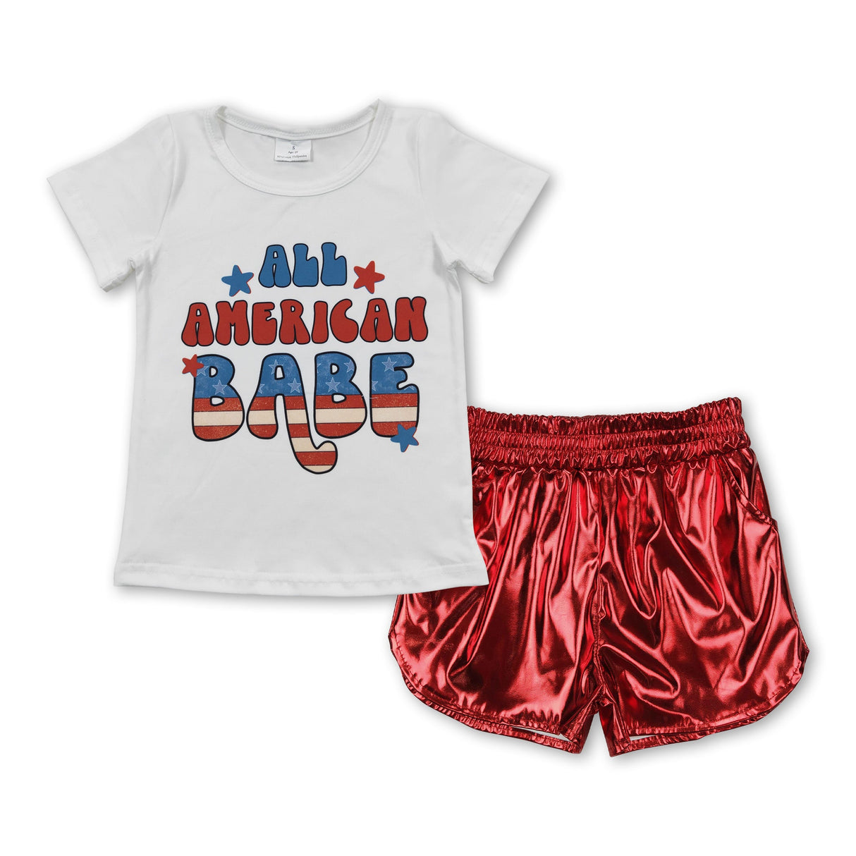 All american babe top red shorts girls 4th of july clothes