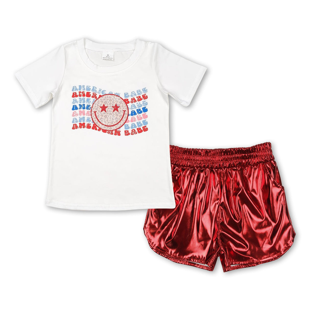 Smile american babe top red shorts girls 4th of july clothes
