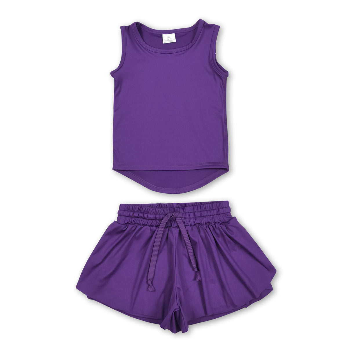 Purple sleeveless top shorts kids girls activewear set