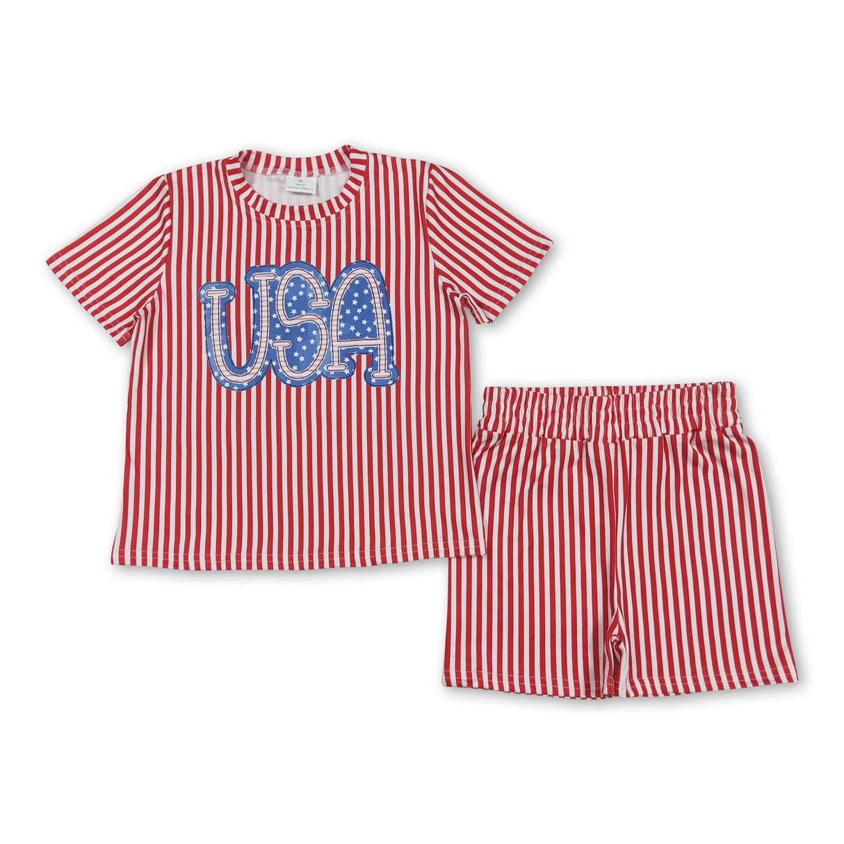 Short sleeves stripe USA girls 4th of july clothes