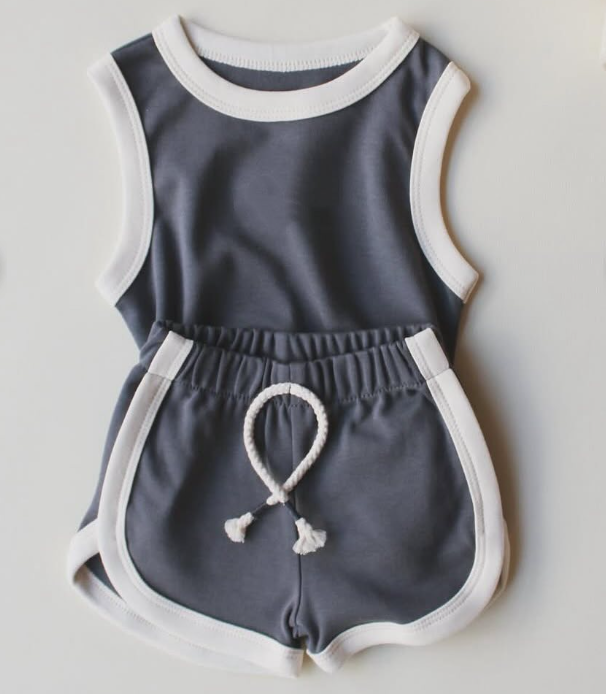 Sleeveless cotton top shorts baby kids clothes