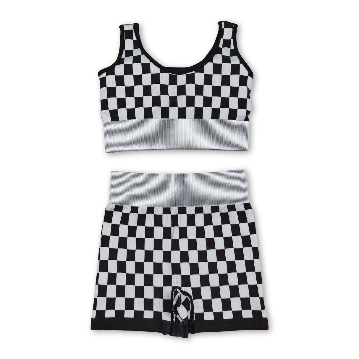 Sleeveless black plaid thick fabric adult women activewear