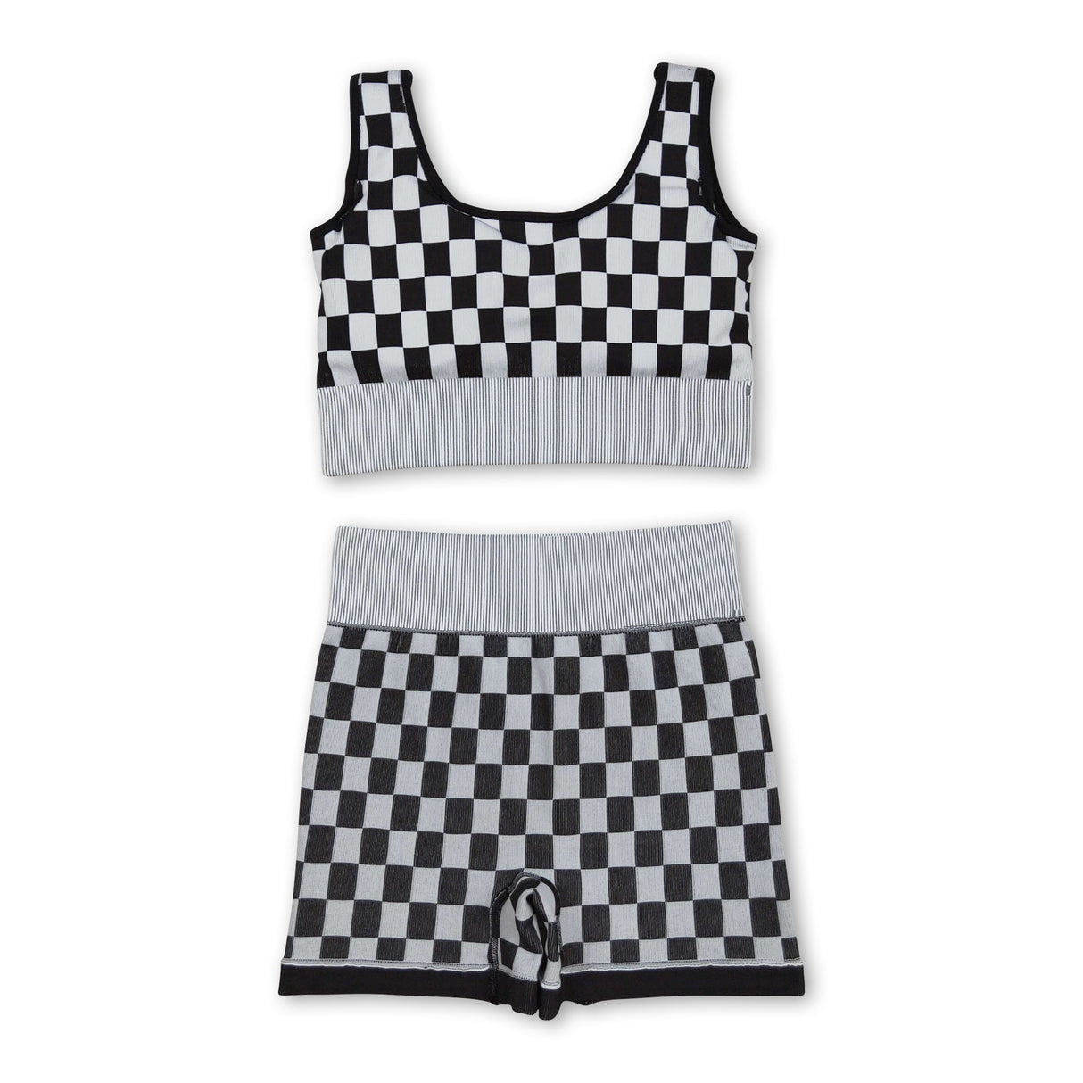 Sleeveless black plaid thick fabric adult women activewear