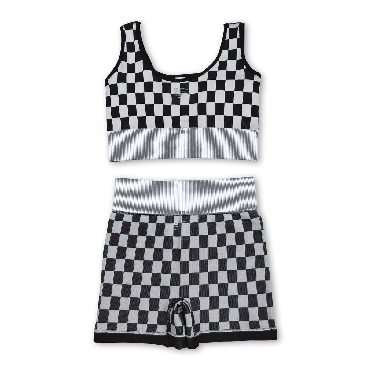 Sleeveless black plaid thick fabric adult women activewear