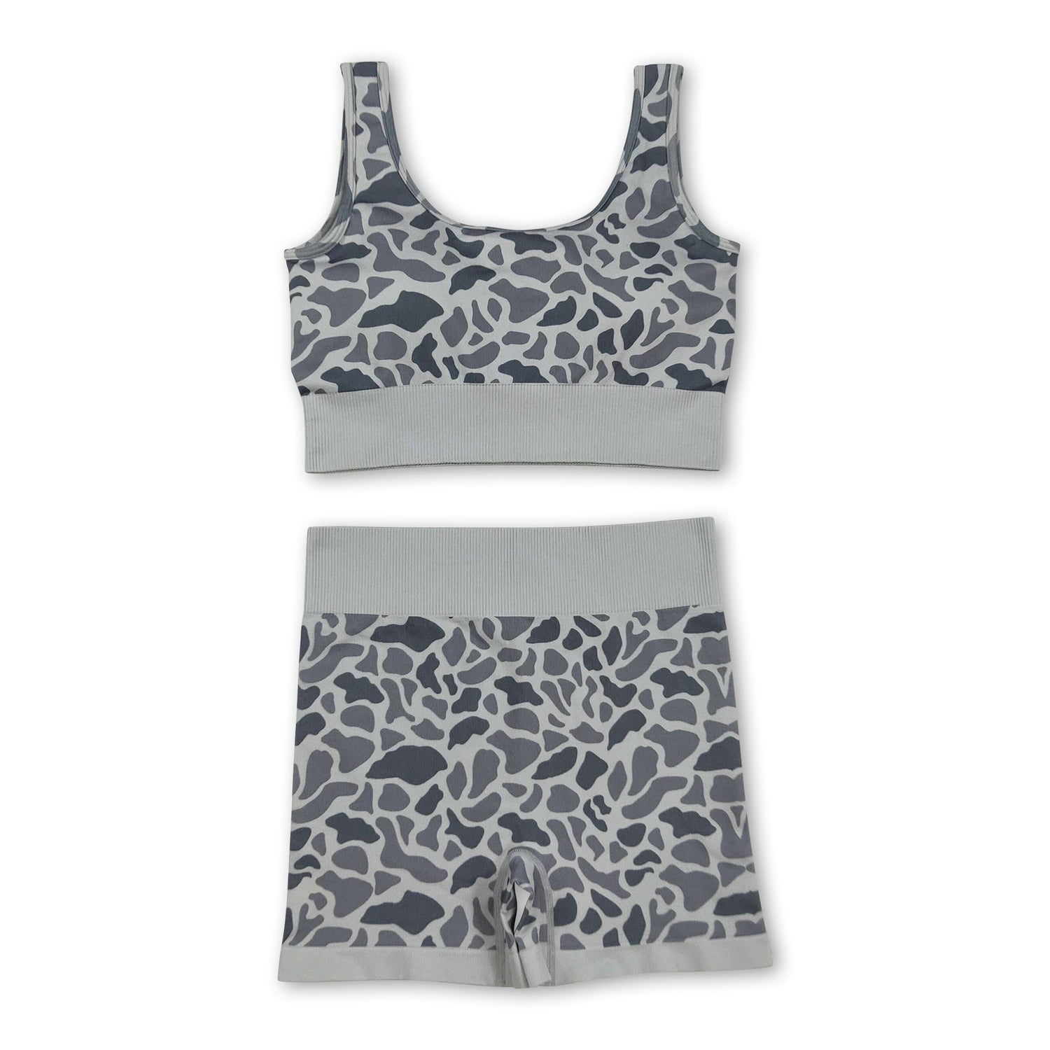 Sleeveless grey camo thick fabric adult women activewear