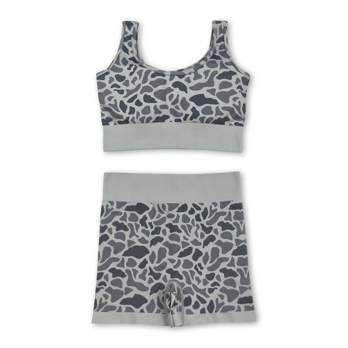 Sleeveless grey camo thick fabric adult women activewear