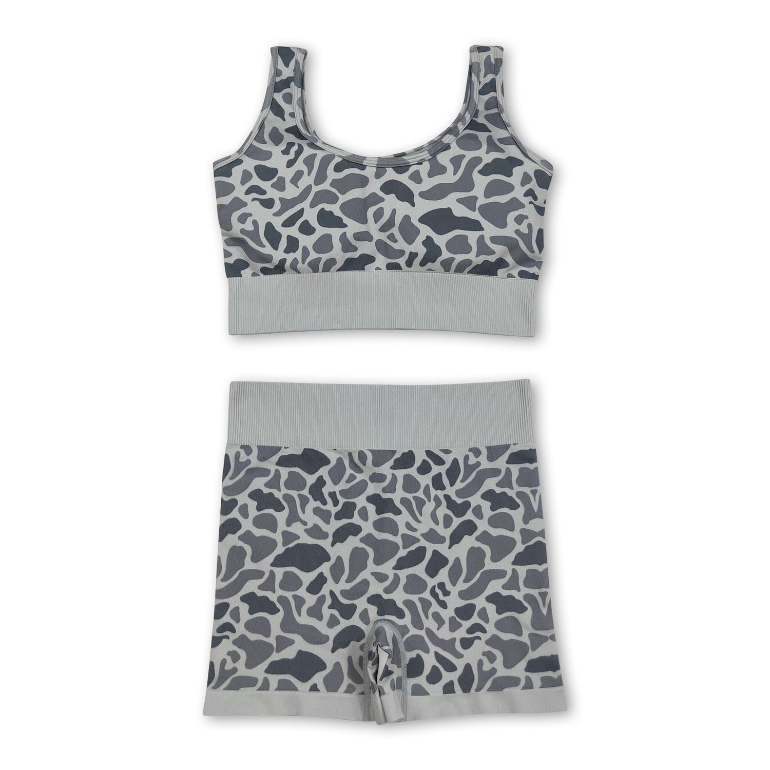 Sleeveless grey camo thick fabric adult women activewear