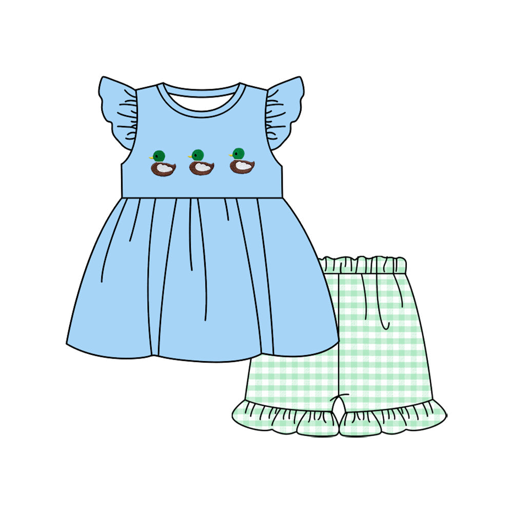 blue duck girl short sleeve set
