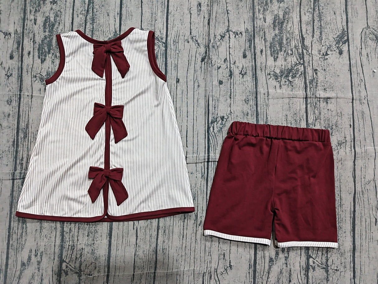 Guitar boots bow hat top ruffle shorts western girls set
