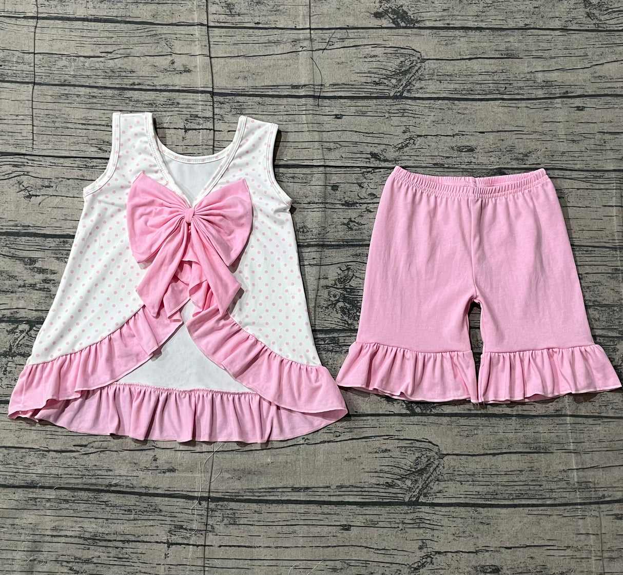 Polka dots golf cart floral tunic shorts girls clothes