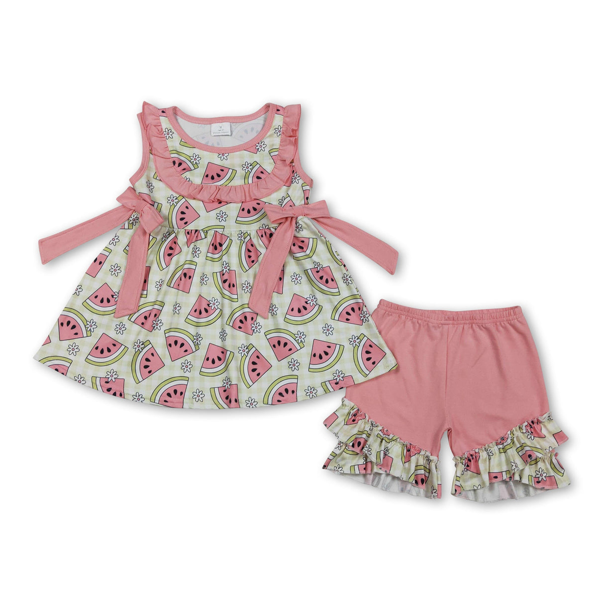 Sleeveless floral watermelon tunic shorts girls outfits