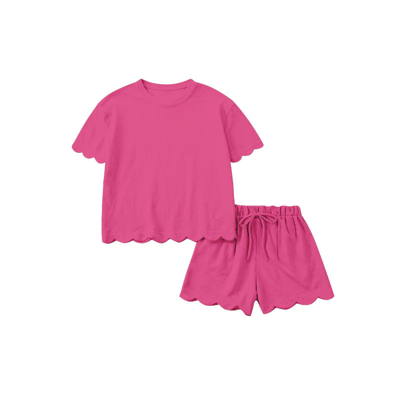 Hot pink scallop top shorts adult women summer outfits