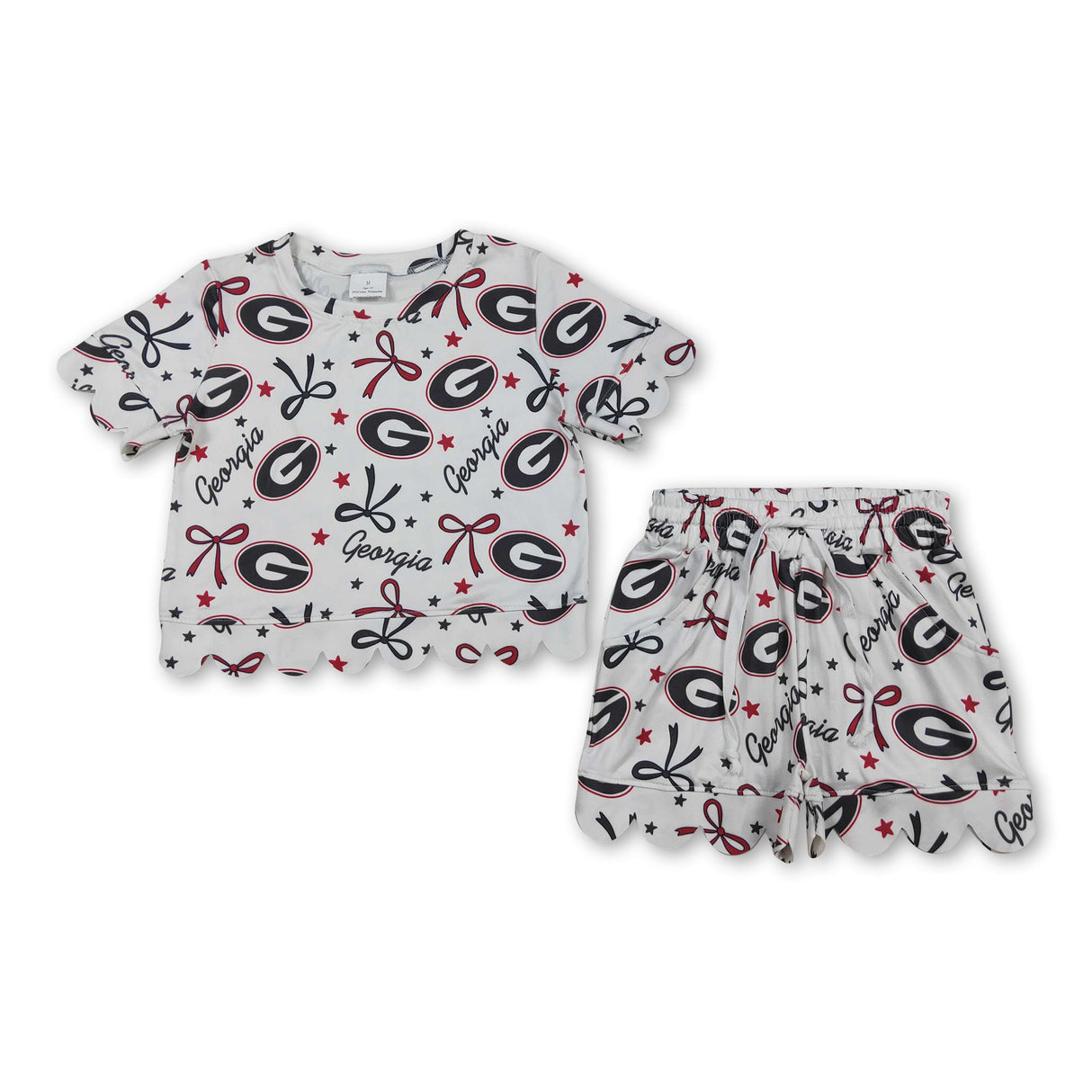 Short sleeves G stars bow scallop girls team outfits