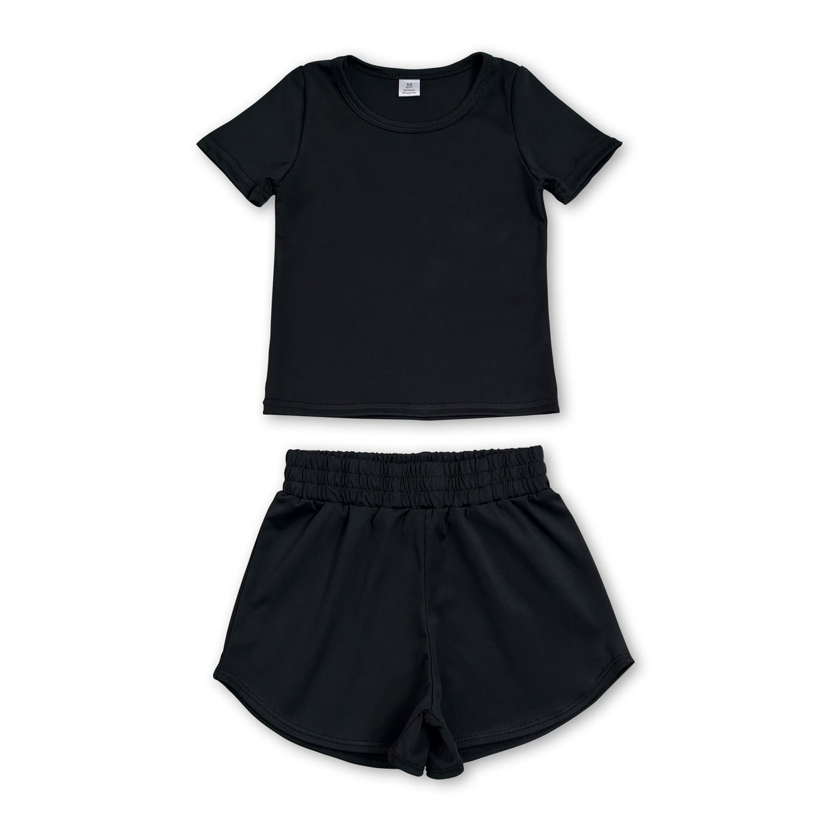 Short sleeves black top shorts kids girls yoga active set