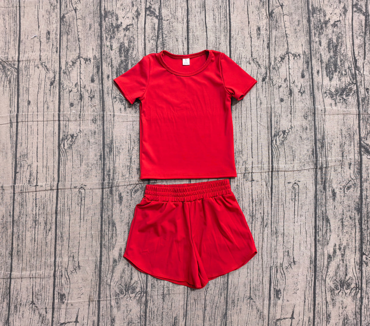 Short sleeves red top shorts kids girls yoga active set