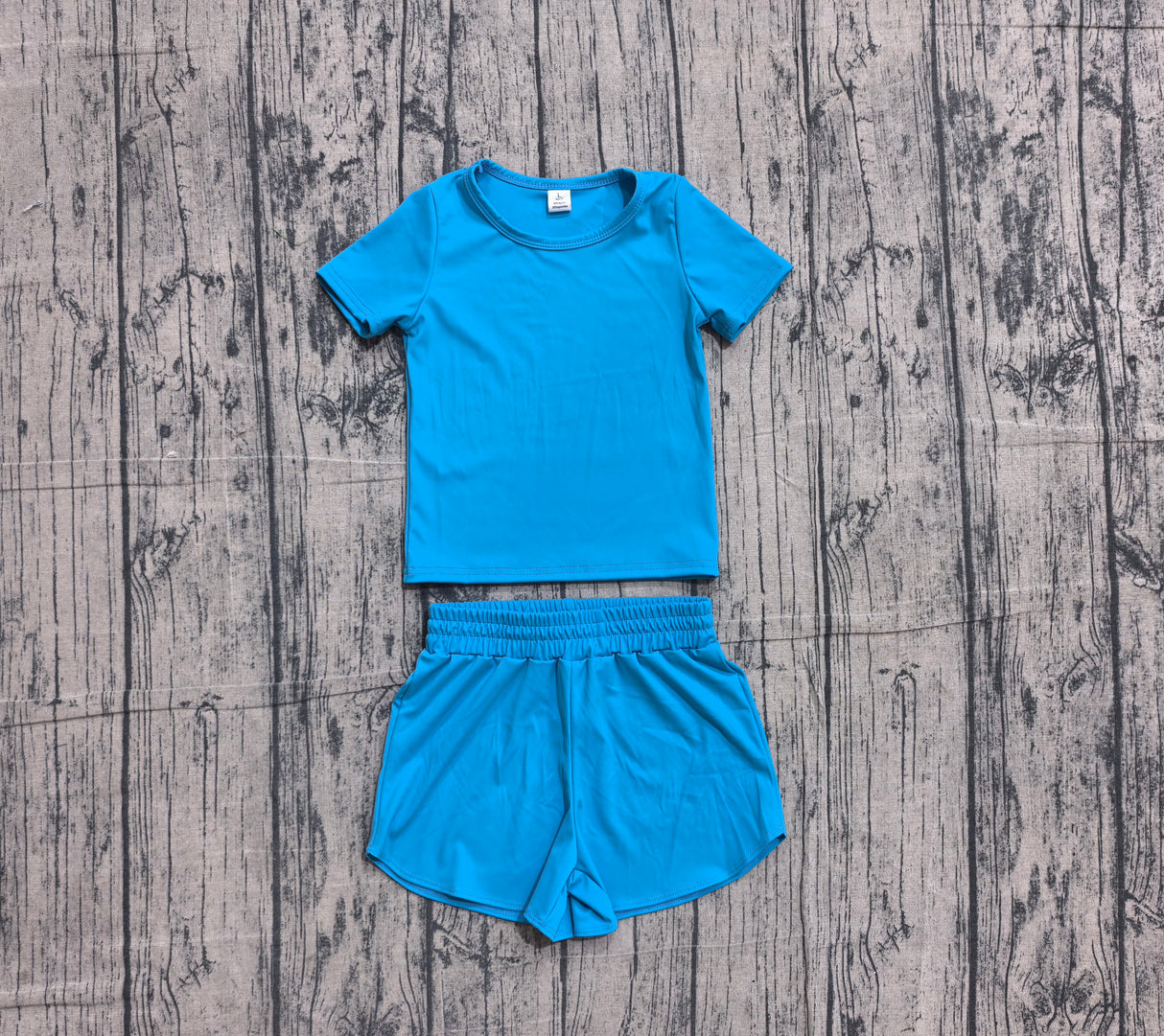 Short sleeves blue top shorts kids girls yoga active set