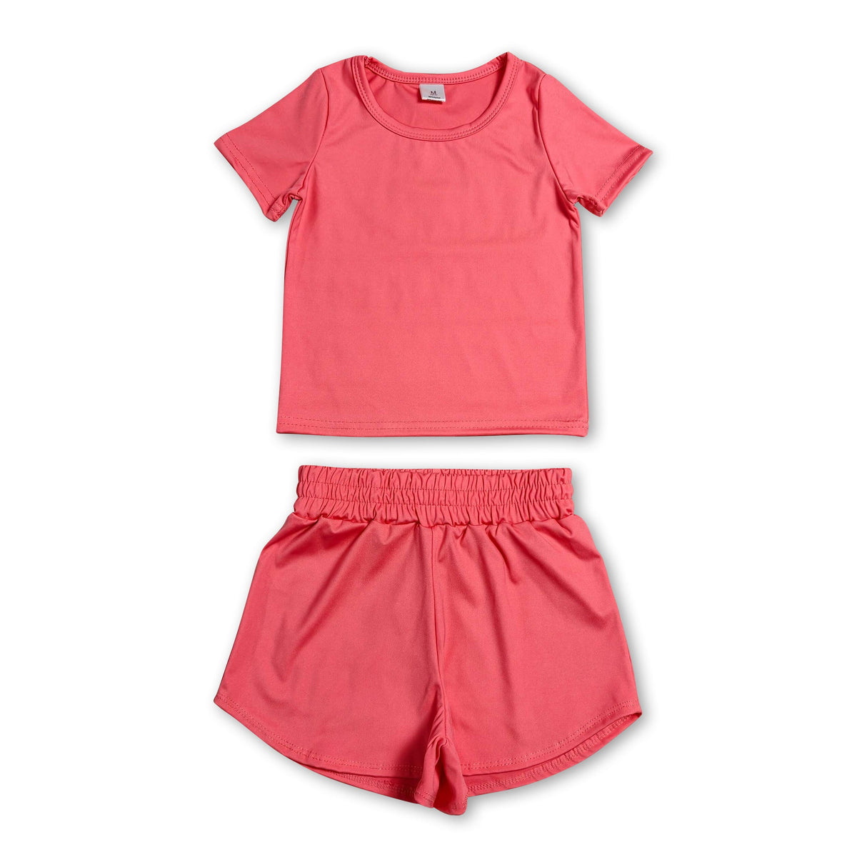 Short sleeves peach top shorts kids girls yoga active set