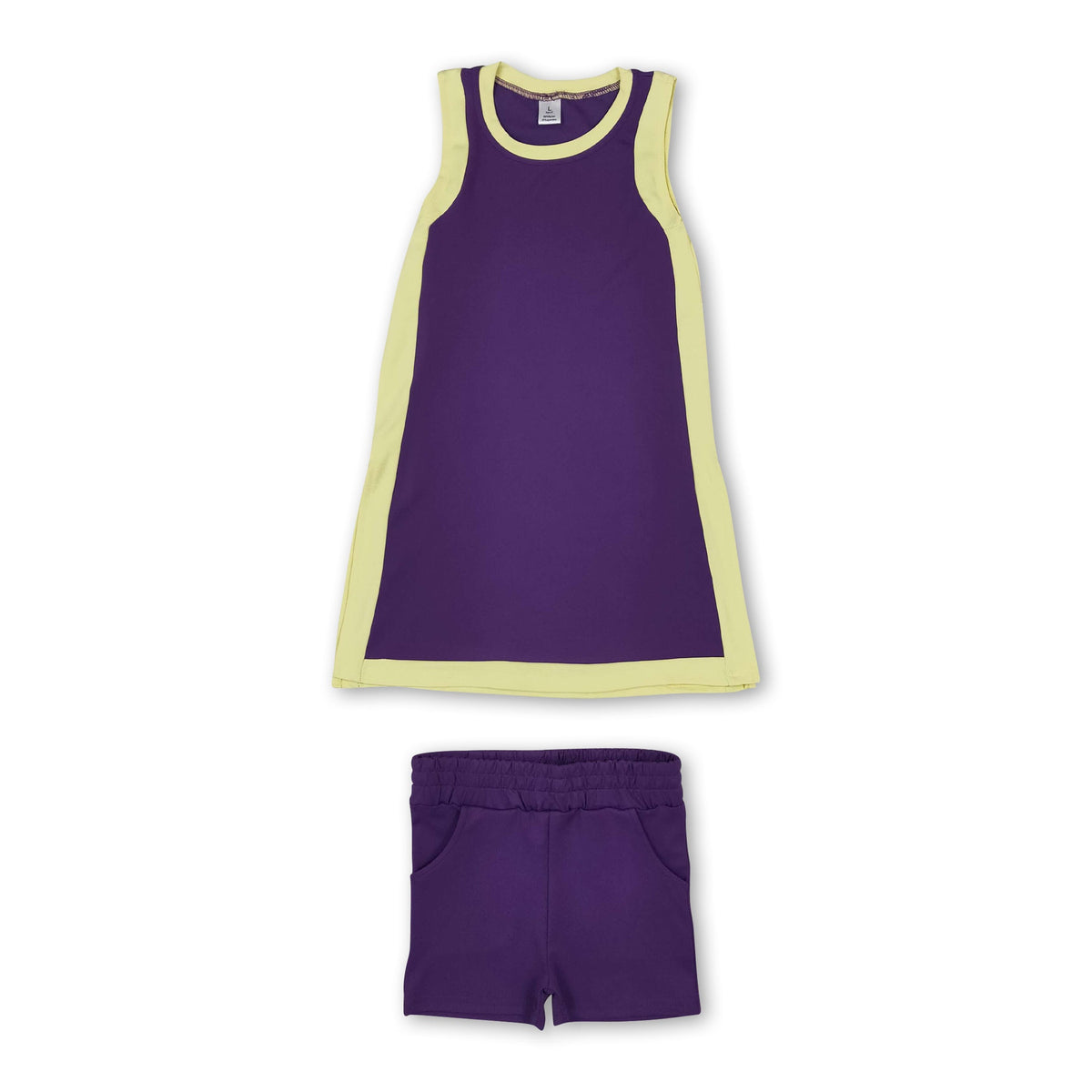 Yellow purple dress shorts girls team active outfits