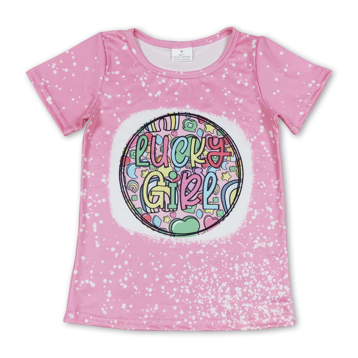 Lucky girl clover short sleeves girls st patrick's day shirt
