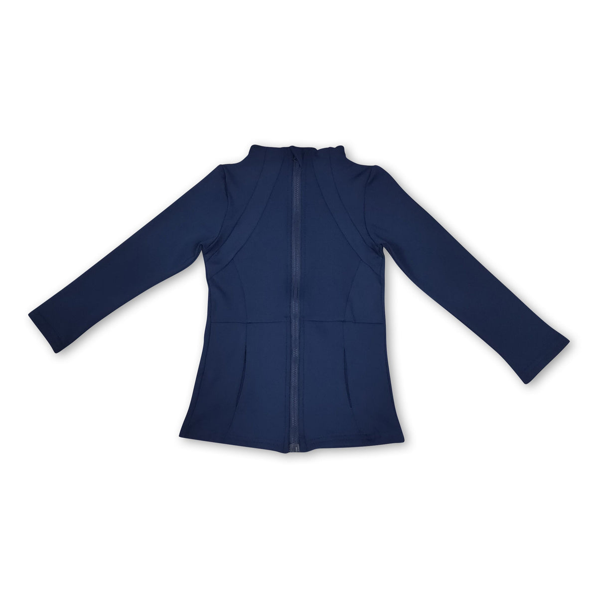 Long sleeves navy pocket zipper kids girls yoga top