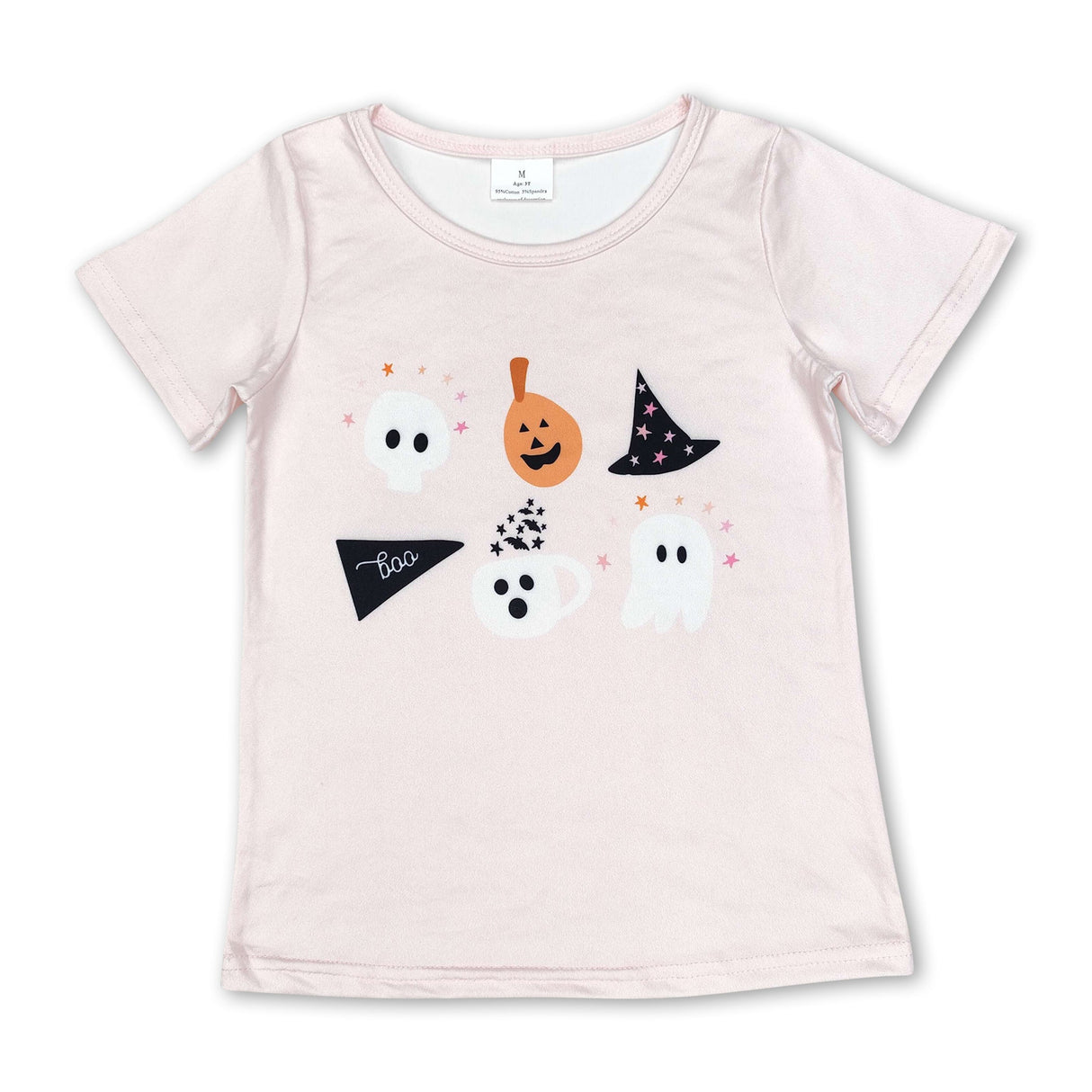 Short sleeves boo ghost pumpkin baby girls Halloween shirt