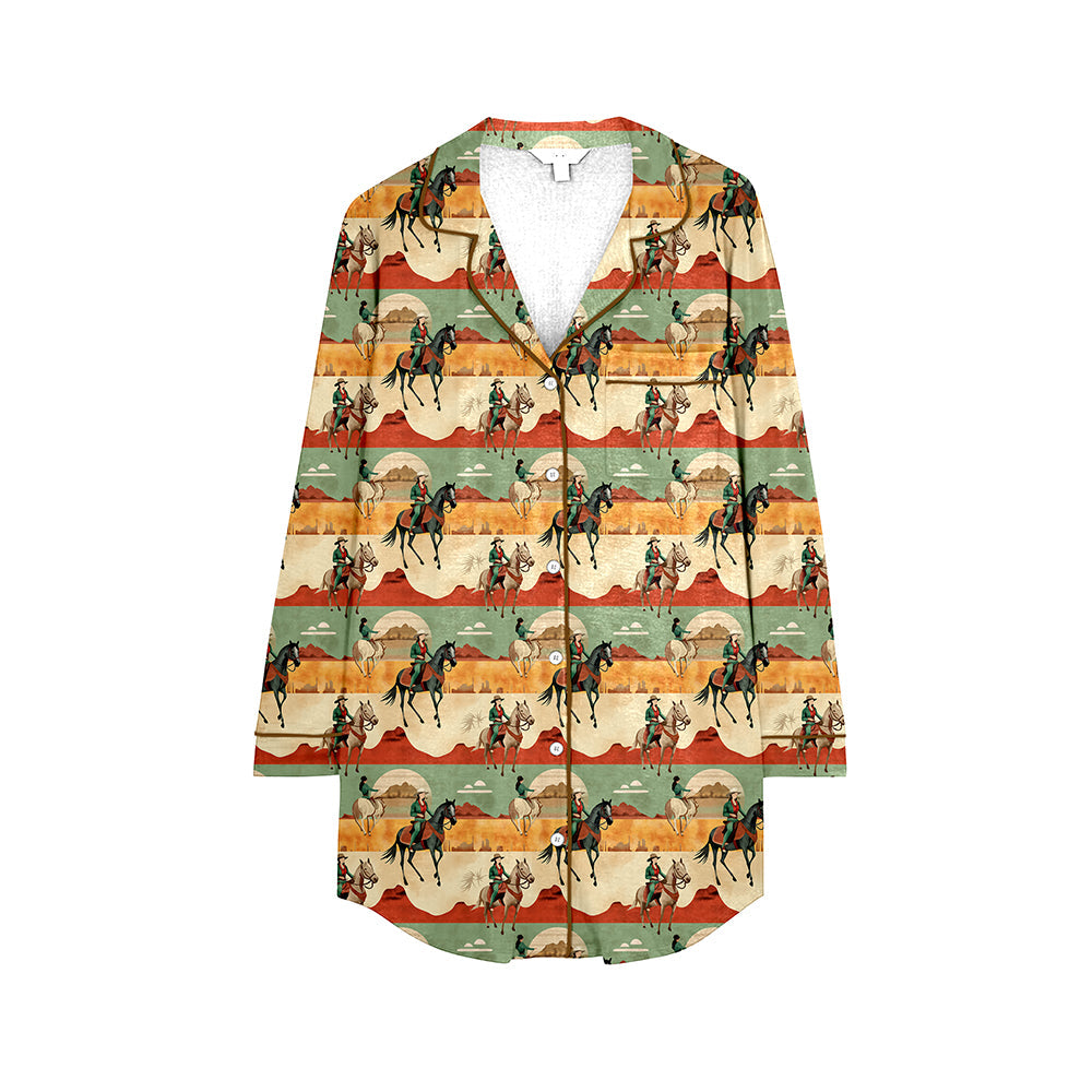 Horse rodeo western adult women sleepwear top