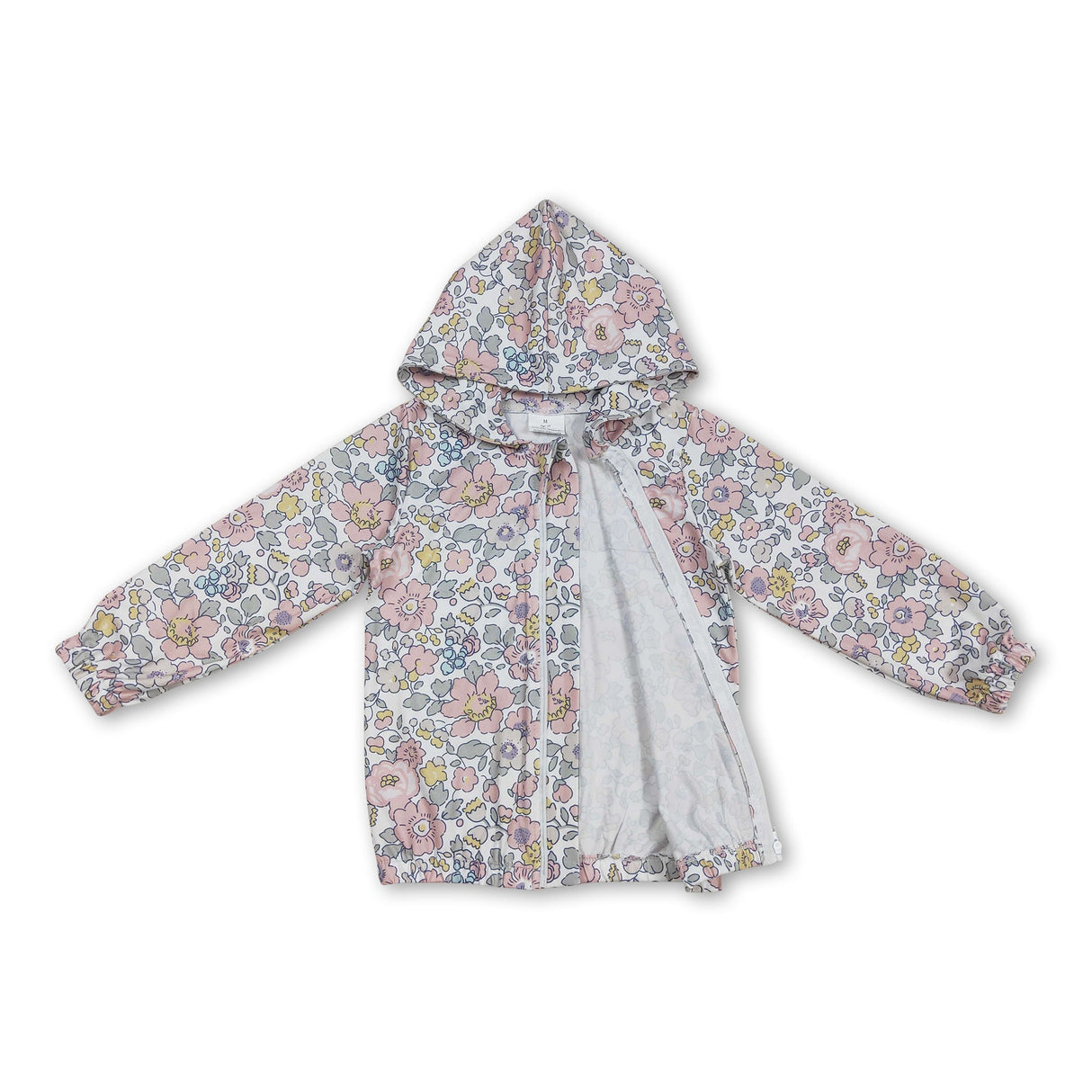 Long sleeves pink floral baby girls zip jacket