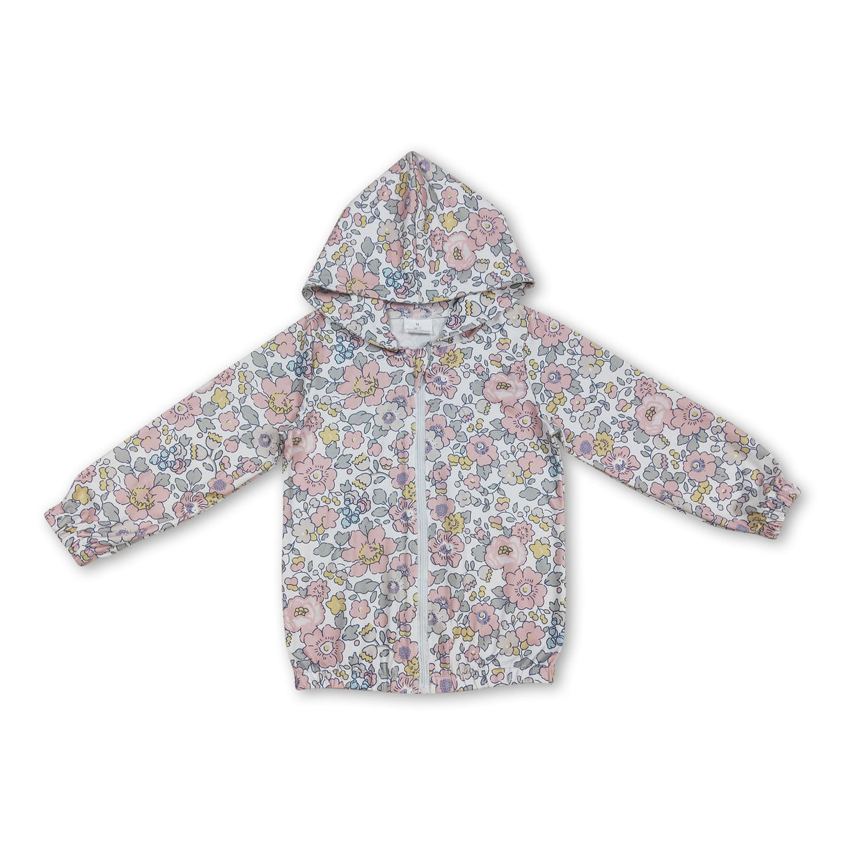 Long sleeves pink floral baby girls zip jacket
