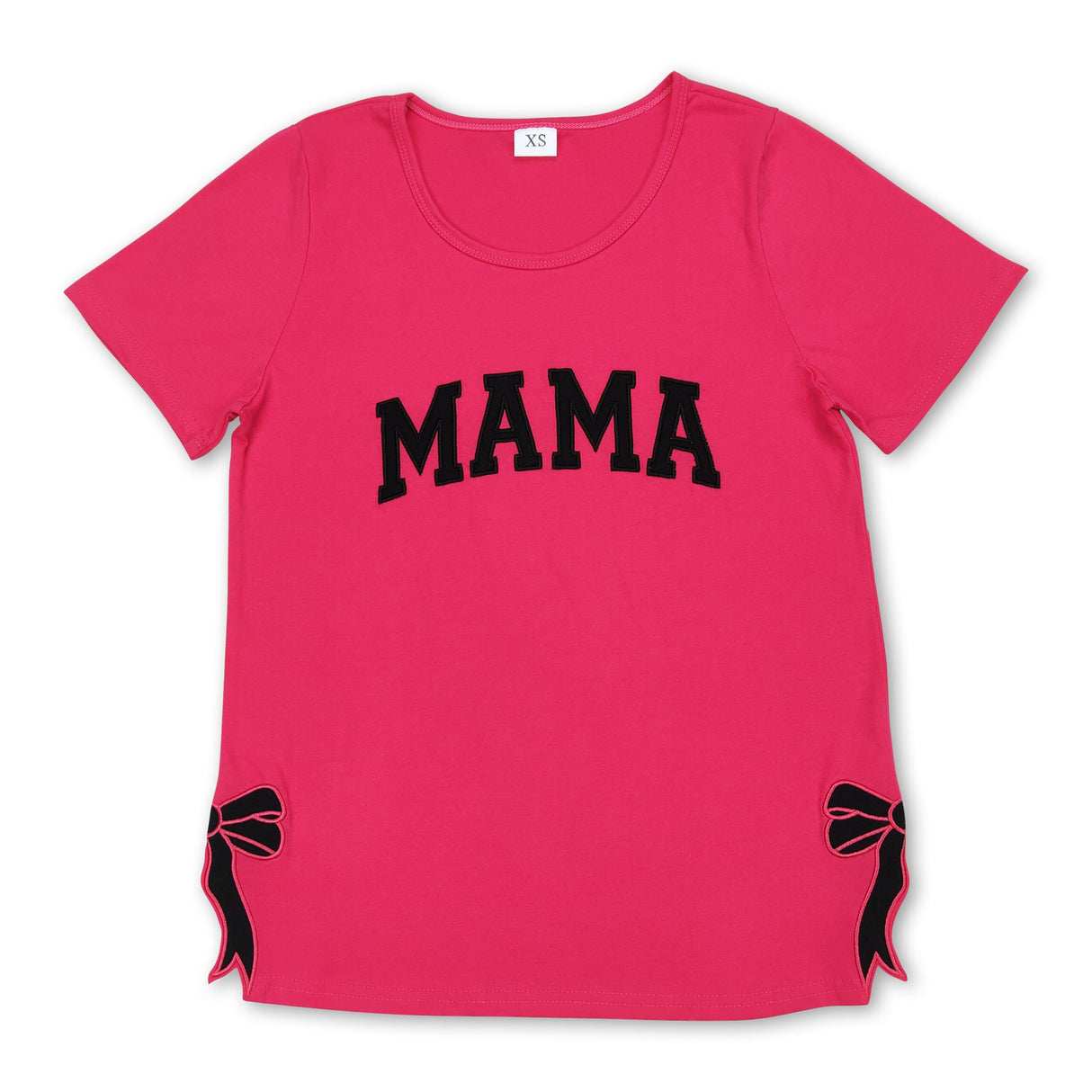 Hot pink short sleeves MAMA bow Adult women shirt