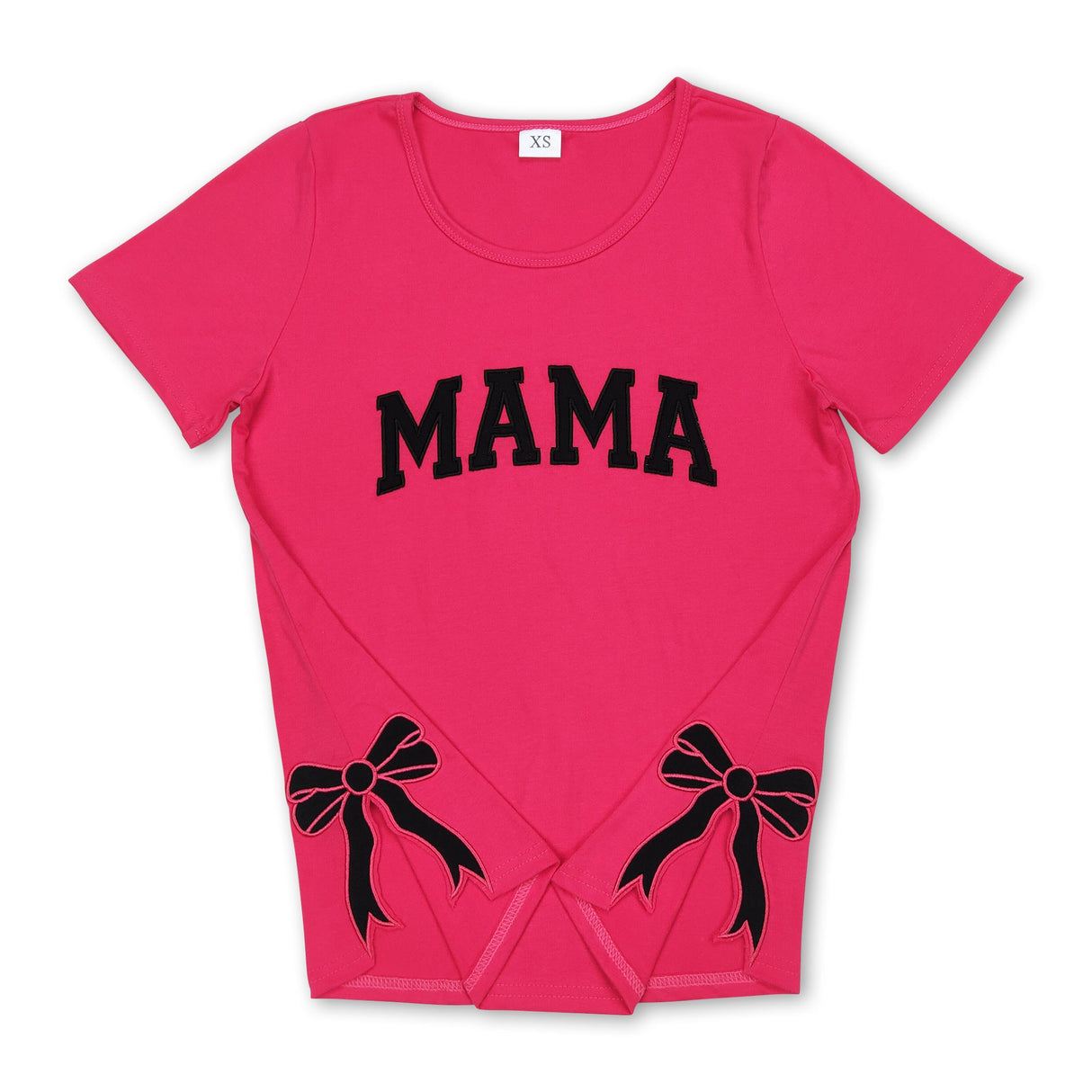 Hot pink short sleeves MAMA bow Adult women shirt