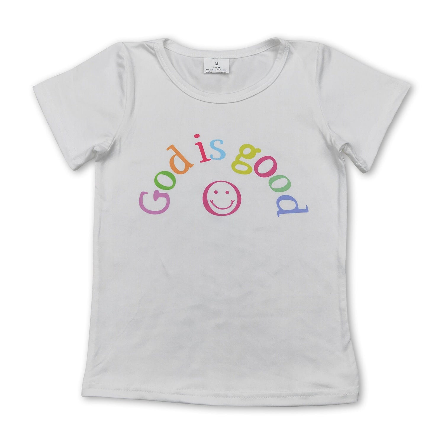 White short sleeves god is good smile girls shirt