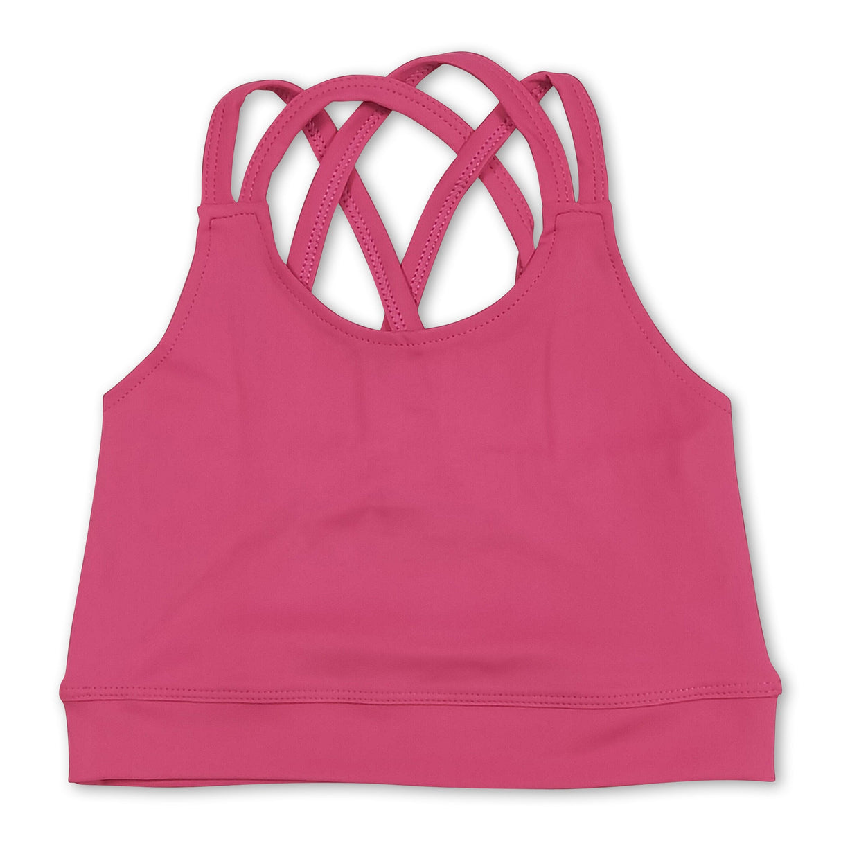 Hot pink straps kids girls summer activewear crop top