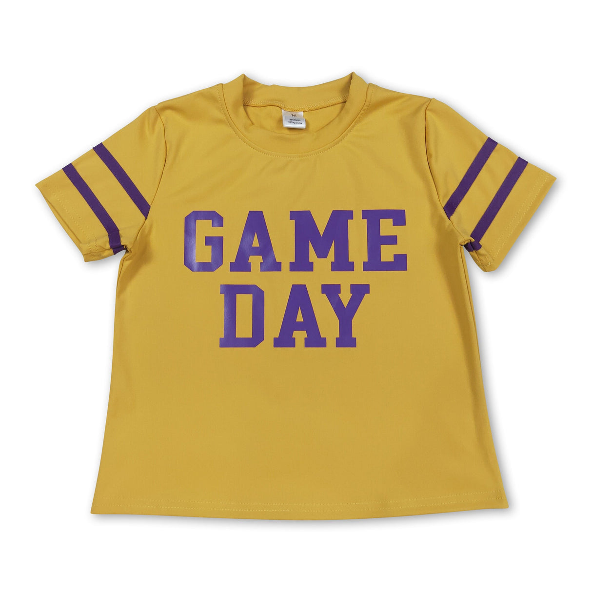 Yellow short sleeves game day kids girls activewear top