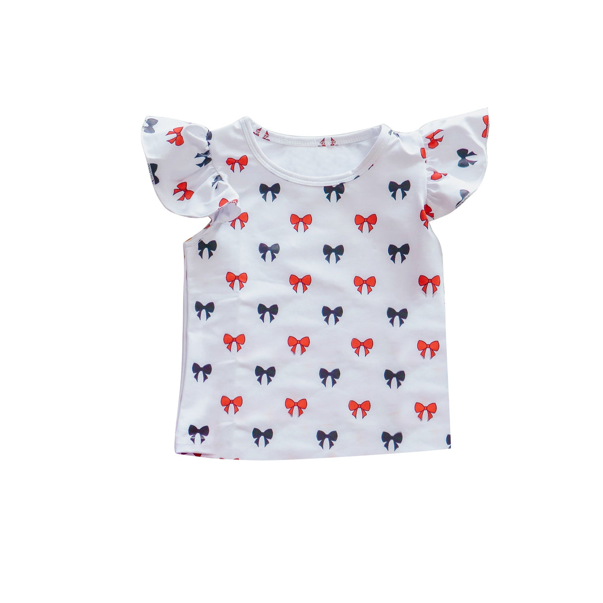 Flutter sleeves orange black bows baby girls shirt