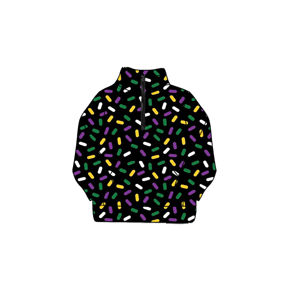 Purple yellow green ice cream sprinkle kids zipper pullover