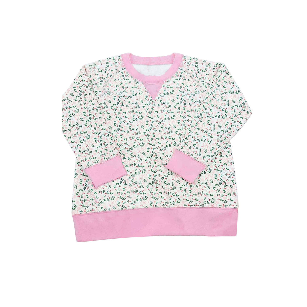 Pink bow long sleeves jolly baby girls Christmas top
