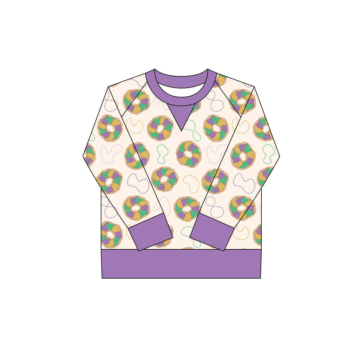 long sleeve donut kids girls mardi gras top