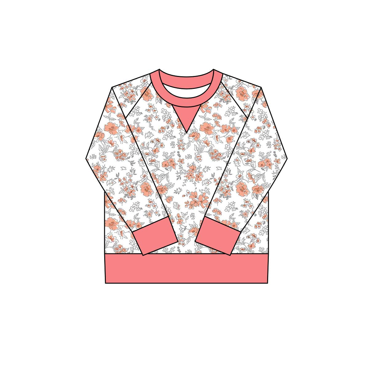 small flowers print yoga girl long sleeve top