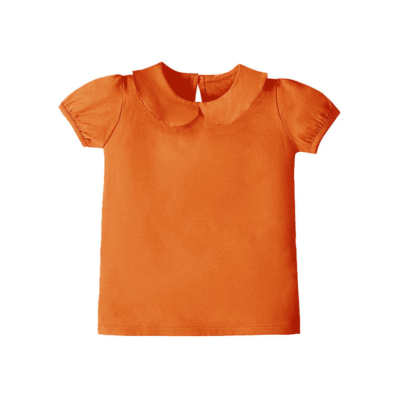 orange solid print yoga girl top