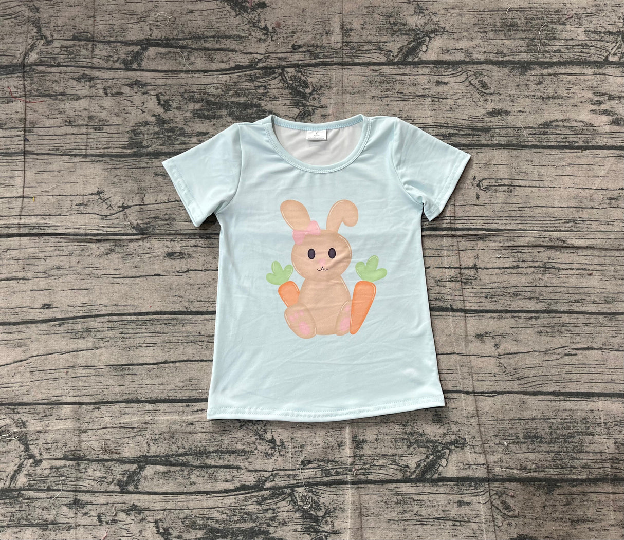 Short sleeves carrot rabbit baby girls Easter shirt