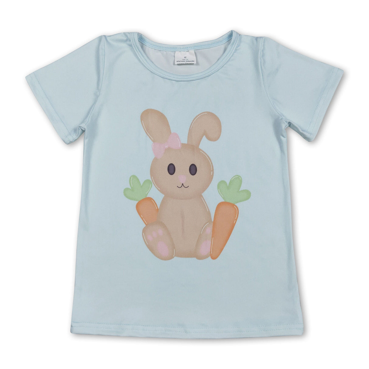 Short sleeves carrot rabbit baby girls Easter shirt