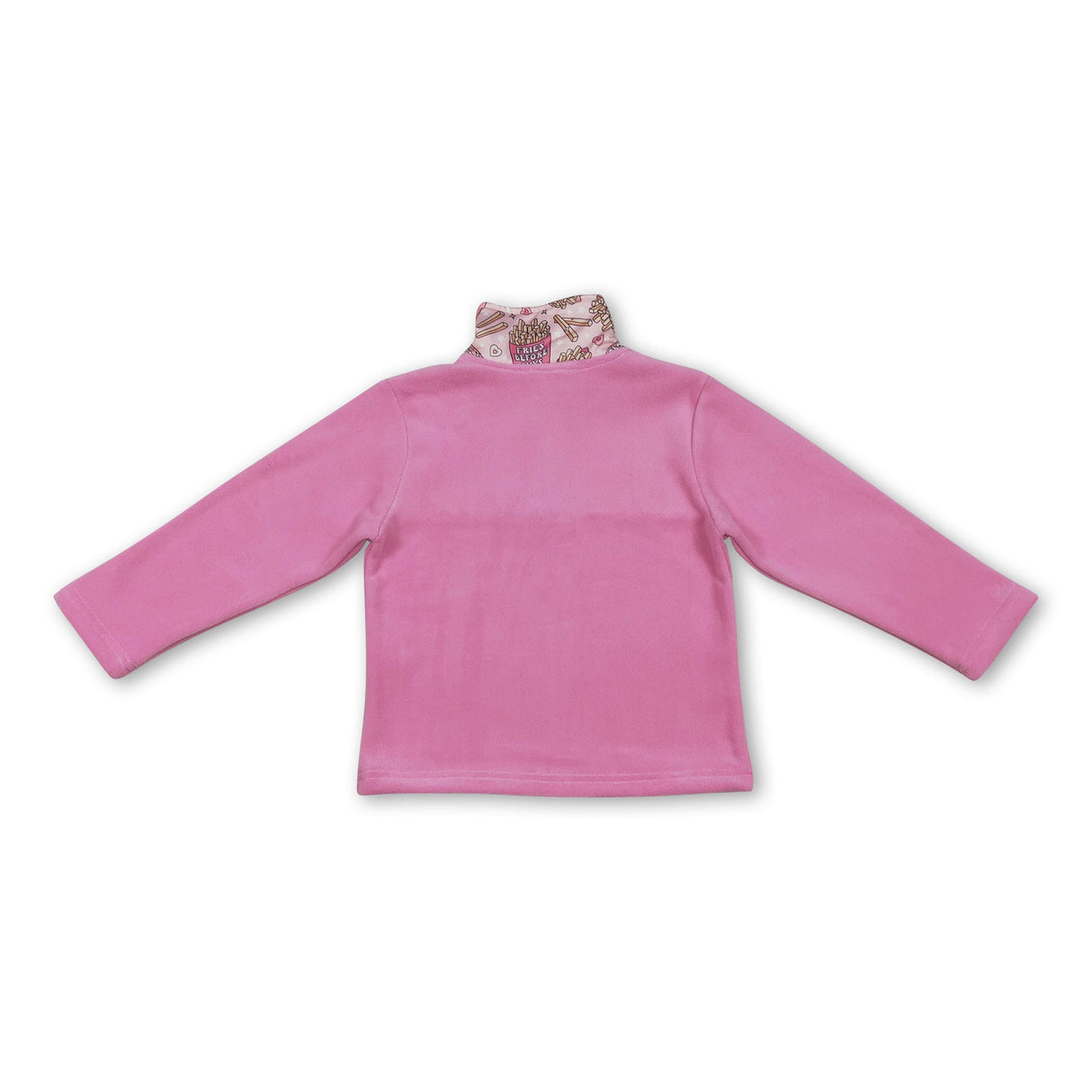 Pink fries long sleeves kids girls Valentine's zipper pullover