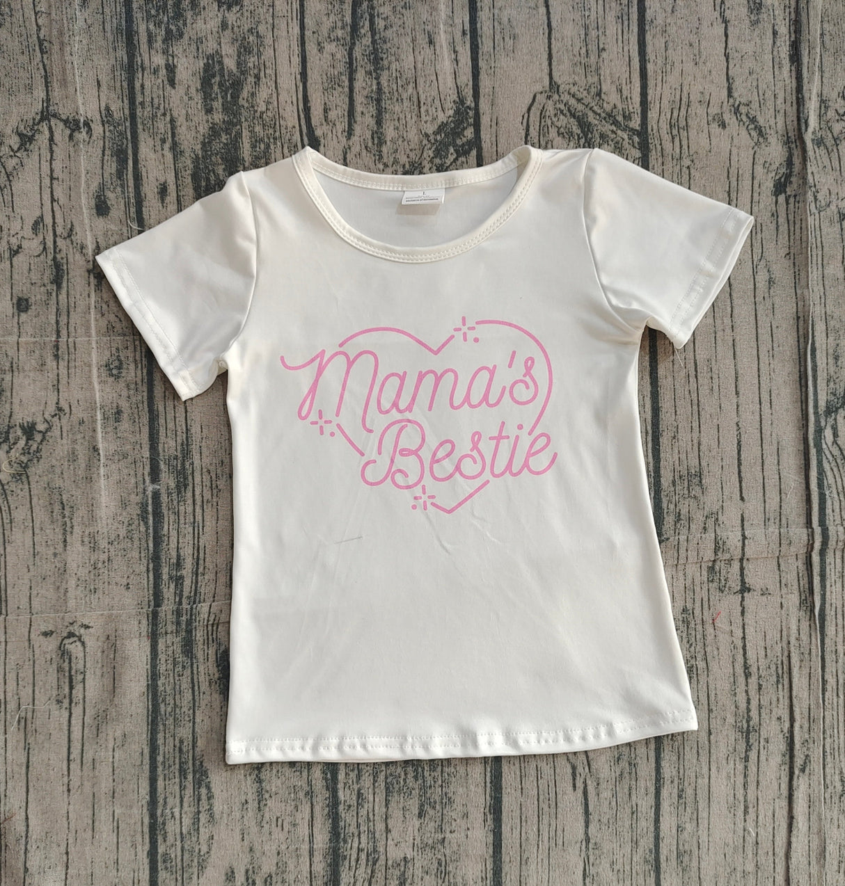 Short sleeves mama's bestie heart kids girls valentine's shirt