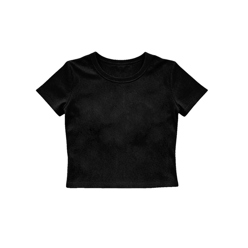 Short sleeves black kids girls summer yoga active top