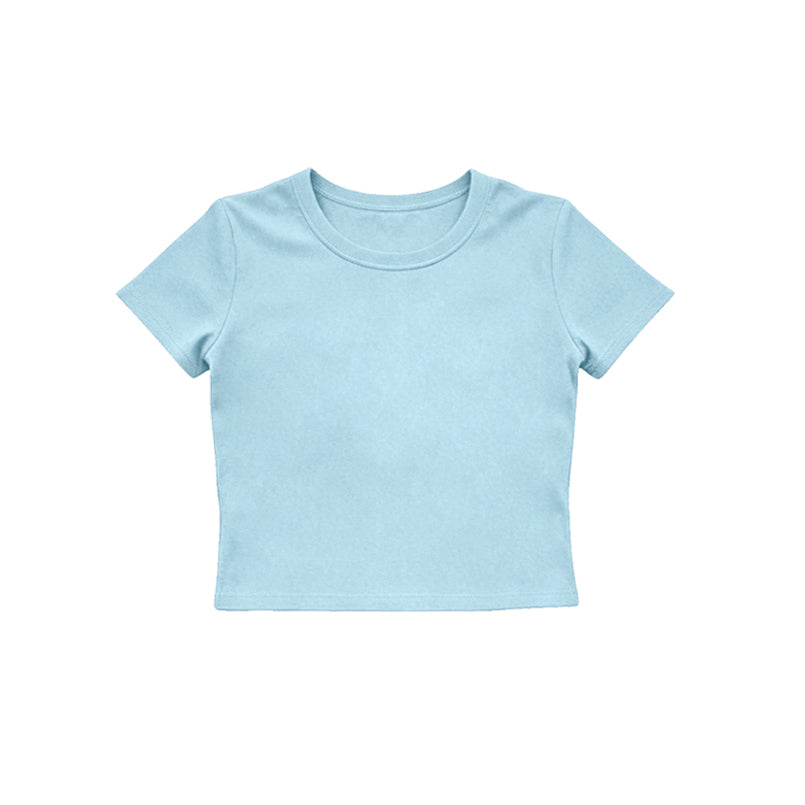 Short sleeves light blue kids girls summer yoga active top